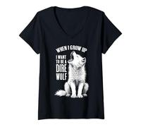 Mujer Cuando sea mayor, Dire Wolf Amante de los lobos, el lindo cachorro Howl Regresa Camiseta Cuello V