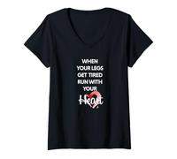 Mujer Cuando Tus piernas se cansan, Corre con tu corazón - Funny Runner Camiseta Cuello V