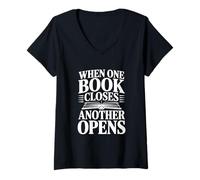 Mujer Cuando un Libro Cierra Otro Abre una Cita inspiradora Camiseta Cuello V