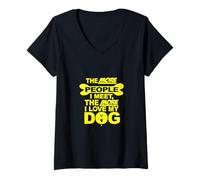 Mujer Cuantas más Personas conozco, más Amo a mi Perro Camiseta Cuello V