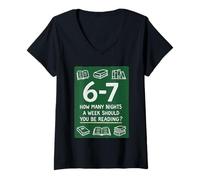 Mujer ¿Cuántas Noches a la Semana deberías Estar Leyendo 67 Meme Teacher Camiseta Cuello V
