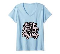 Mujer Cuanto más conozco a los hombres, más amo a mi perro amante de la pata rosa Camiseta Cuello V
