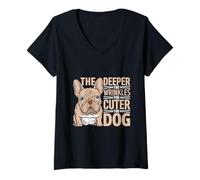 Mujer Cuanto más profundas son las arrugas, la mascota de rescate de la raza de perro más linda Camiseta Cuello V