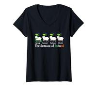 Mujer Cuatro Lindos tréboles de Oveja para el Día de San Patricio de Irlanda de The Seasons Camiseta Cuello V