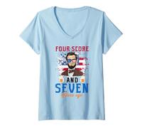 Mujer Cuatro Puntuación Y 7 Cervezas Hace 4 De Julio Funny Lincoln Camiseta Cuello V