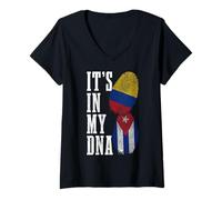 Mujer Cuba Colombia Está En Mi ADN Orgullo Colombiano Raíces Cubanas Camiseta Cuello V