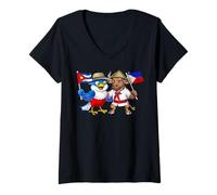 Mujer Cuba Filipinas Bandera Orgulloso Cubano Herencia Filipina Camiseta Cuello V