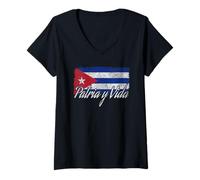 Mujer Cuba Flag Patria Y Vida Free Cuba Camiseta Cuello V