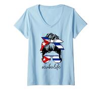 Mujer Cuba Life Bandera Cubana Orgullo Chica Hispana Camiseta Cuello V
