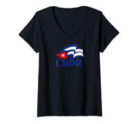 Mujer Cuba National Flag Country Pride Roots Vintage Gift Camiseta Cuello V