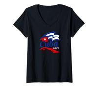 Mujer Cuba National Flag Country Pride Roots Vintage Gift Camiseta Cuello V