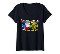 Mujer Cuba República Dominicana Bandera Orgullosa Herencia Cubana Camiseta Cuello V