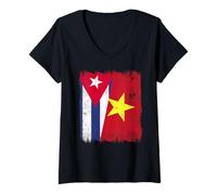Mujer Cuba Vietnam Media Bandera Cubana Vietnamita Historia Camiseta Cuello V