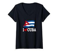 Mujer Cuban Flag Cuba Design Miami Spanish Cuban Design Camiseta Cuello V