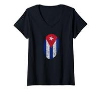 Mujer Cuban Flag Cuba Miami Spanish Proud Cuban Roots Camiseta Cuello V
