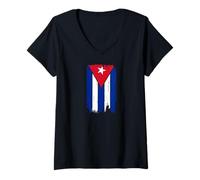 Mujer Cuban Flag Cuba Spanish Havana Camiseta Cuello V