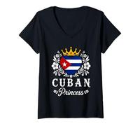 Mujer Cuban Princess Cuba Flag Proud Cuban Girl Camiseta Cuello V