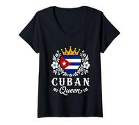 Mujer Cuban Queen Cuba Flag Proud Cuban Woman Camiseta Cuello V