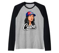 Mujer Cubana Raíces de Cuba Camiseta Manga Raglan
