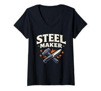 Mujer Cuchillo para Hacer Cuchillos, Herrero, forja, Herrero Camiseta Cuello V