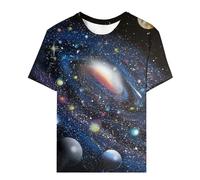 Mujer Cuello Redondo Star Fashion Casual Print Manga Corta Baño Chica Ropa, azul, S