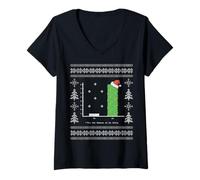 Mujer Cuento de Navidad Matemáticas Bar Gráfico Feo Navidad Camiseta Cuello V