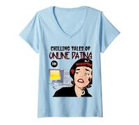 Mujer Cuentos REFRIGERANTES Citas en línea Cómic Vintage Divertido Camiseta Cuello V