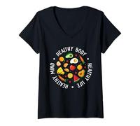Mujer Cuerpo Sano Vida Sana Mente Sana Camiseta Cuello V