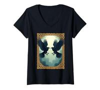 Mujer Cuervos Gemelos: Pacto Bajo la Luna Camiseta Cuello V