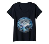 Mujer Cuevas de Hielo de Mendenhall Alaska, AK, Glaciar Camiseta Cuello V