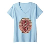 Mujer Cuidado con el bufón de la Corte Feria del Renacimiento Medieval Camiseta Cuello V