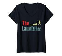 Mujer Cuidado del césped Regalo del Día del Padre El Lawnfather Garden Dad Husband Camiseta Cuello V