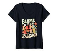 Mujer Culpa a la fiesta divertida de beber del crucero del paquete de bebidas Camiseta Cuello V