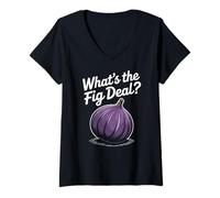 Mujer Cultivador de higos divertido ¿Cuál es el trato de higos Juego de palabras de frutas y alimentos Camiseta Cuello V