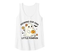 Mujer Cultivando Nuestra Propia Calabaza Fantasma Embarazo Halloween Camiseta sin Mangas