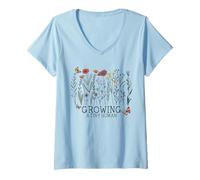 Mujer Cultivo de una pequeña flor bohemia humana floral revelación embarazada Camiseta Cuello V