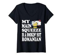 Mujer Cultura rumana Novia Esposa Historia Rumania Camiseta Camiseta Cuello V