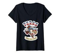 Mujer Cultura Vaquera y Herencia del Estado de Texas Camiseta Cuello V