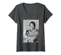 Mujer Culturista Arnold Schwarzenegger Actor de Hierro de Bombeo 1977 Camiseta Cuello V