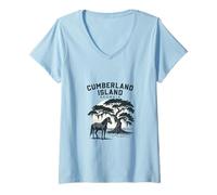 Mujer Cumberland Island Georgia Puesta de Sol Camiseta Cuello V
