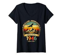 Mujer Cumpleaños 80 Regalo Hombre/Mujer Vintage Año 1946 Camiseta Cuello V