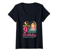 Mujer Cumpleaños de Cuento de Hadas de Nueve soñadores Camiseta Cuello V