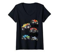 Mujer Cumpleaños de Monster Truck para niños | Funny Jam with The Crew Camiseta Cuello V