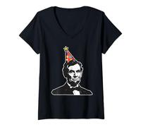 Mujer Cumpleaños Gracioso del Presidente Abe Abraham Lincoln Camiseta Cuello V