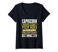 Mujer Cumpleaños Humor Pierde la Mente Entiende el Mío Capricornio Cumpleaños Camiseta Cuello V