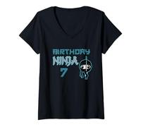 Mujer Cumpleaños Ninja Niños 7º cumpleaños Ninja Siete años Camiseta Cuello V