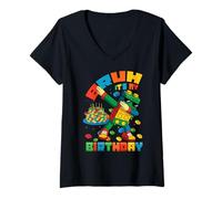 Mujer Cumpleaños Niño Cumpleaños Niño Maestro Constructor Camiseta Cuello V