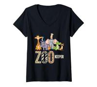 Mujer Cumpleaños Niño Zookeeper Animal Zoo Wildlife Safari Squad Camiseta Cuello V