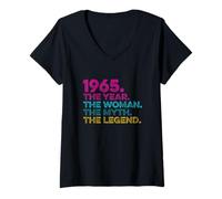 Mujer Cumpleaños Regalo Vintage 1965. Year Woman Myth Legend Camiseta Cuello V