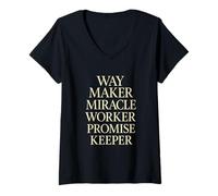 Mujer Cumplidor de promesas de Way Maker Miracle Worker Camiseta Cuello V
